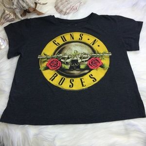 Band Black Guns-N-Roses Crop T Size Medium Women Music Fan Short Sleeve